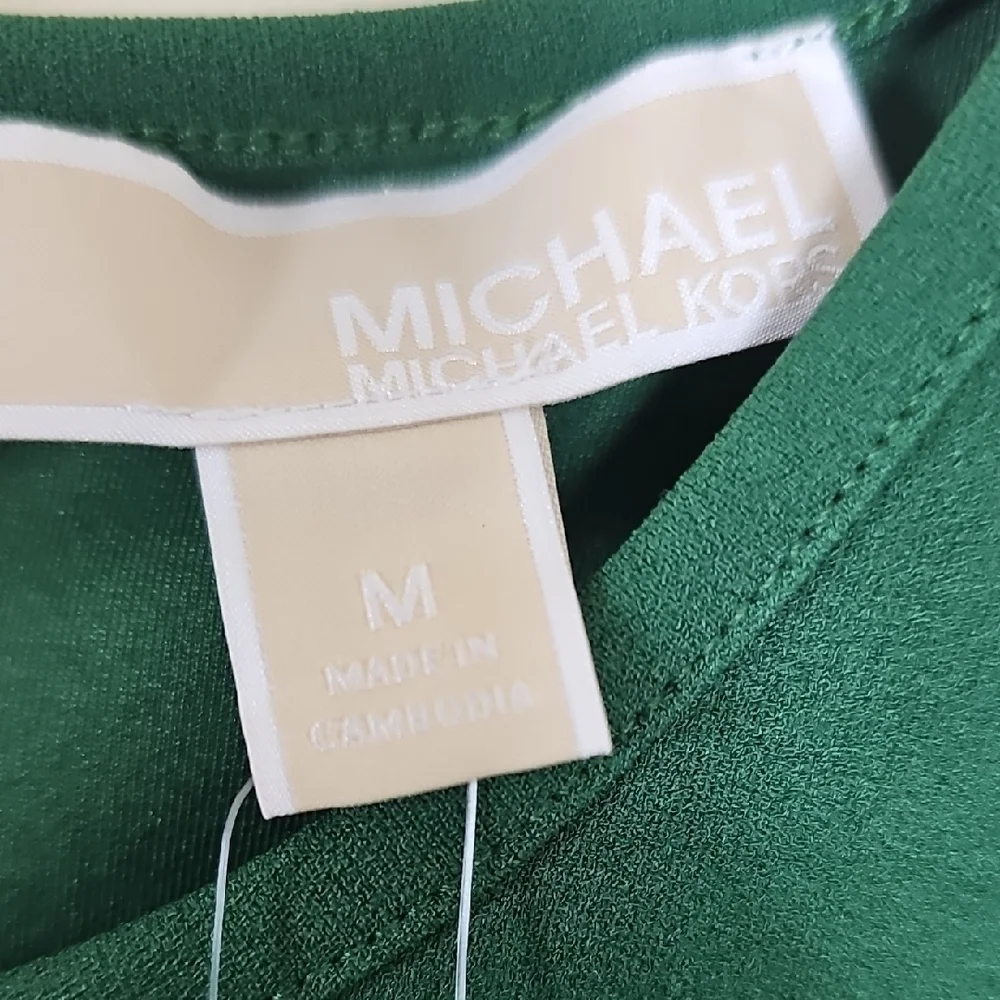 Michael Kors Green Mini Dress with Gold Accents